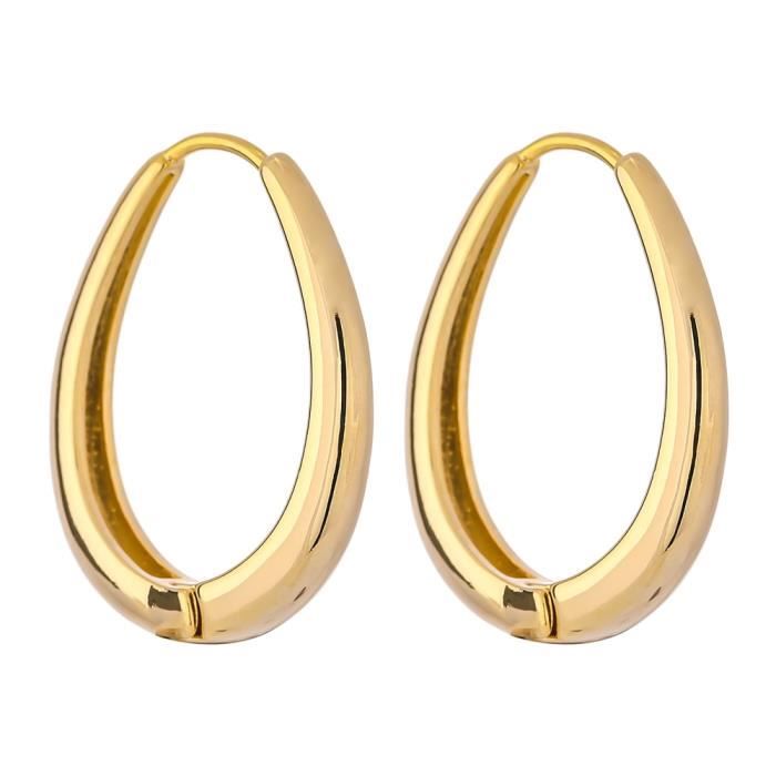 Boucles D'oreilles Anneaux Plaqué Or Jaune - Lot De Collection, Occasion, Fermoir Clip, Style Orfèvrerie
