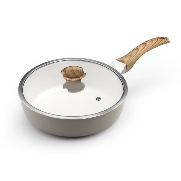 Mythic - Sauteuse 24 cm avec revêtement en céramique blanche et couvercle