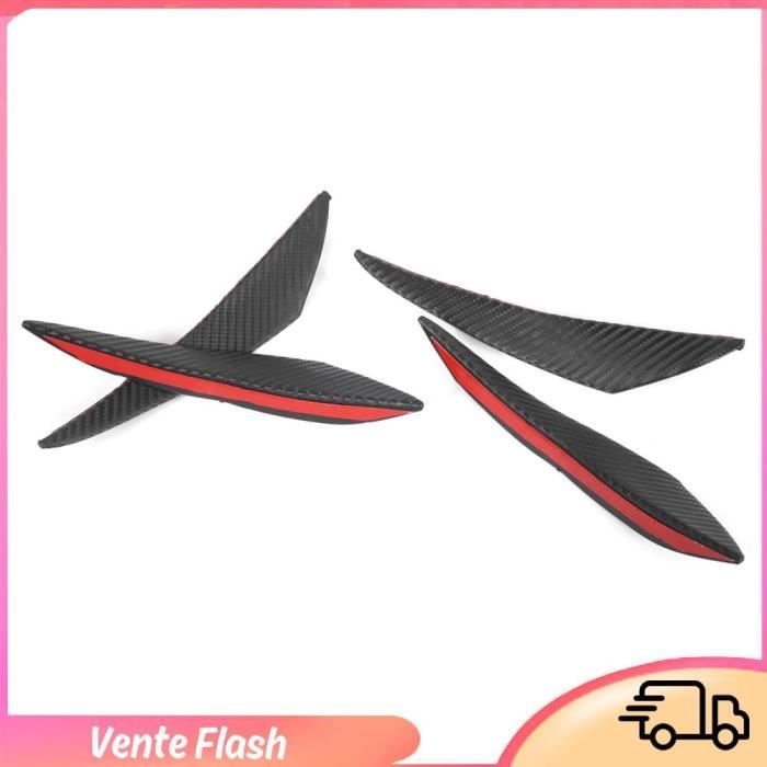 4pcs Ailerons Séparateur Lèvre Spoiler Avant – Kit ABS Carbone Look Universel Voiture Avec Ruban 3M