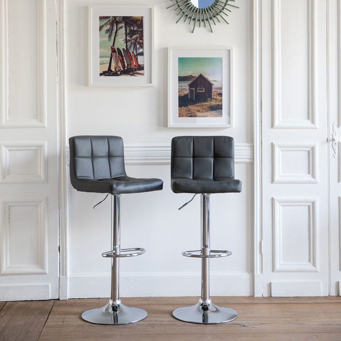 Lot de 2 tabourets de bar gris MIKE Lot de 2 tabourets de bar gris MIKE