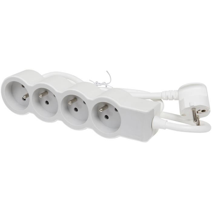 LEGRAND Multiprise FB 4x2P+T standard 1.5m 1mm² - Blanc et gris