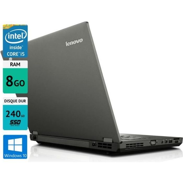 Top achat PC Portable Pc portable Lenovo thinkpad T440P 14" 8GO SSD 240GO Windows 10 gris pas cher