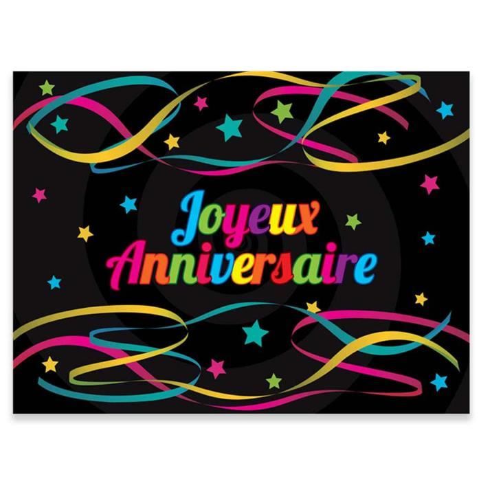 Pack de 12 sets de table papier 'Joyeux Anniversaire' noir muticolore -  40x30 cm [R2172] - Cdiscount Maison