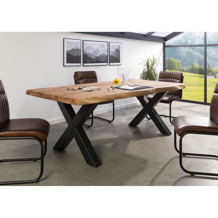 Table à manger - Bois massif de palissandre - 180x90 cm - Bois teinté-Anthracite mat - Pieds en X - FREEFORM 5 Table à manger - Bois massif de palissandre - 180x90 cm - Bois teinté-Anthracite mat - Pieds en X - FREEFORM 5