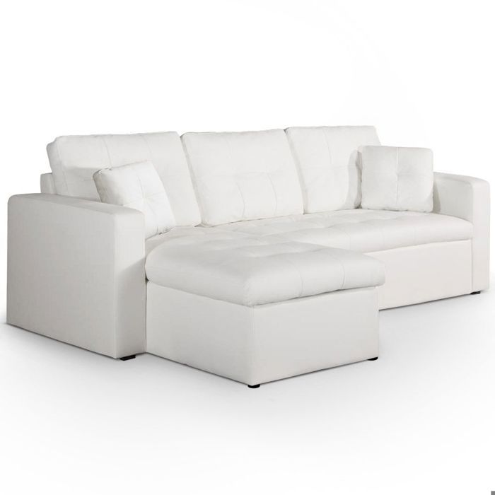 MENZZO Canapé dangle convertible Toledo Blanc -L220 x P146 x H88cmSurface de couchage : 115 x 1935 cm