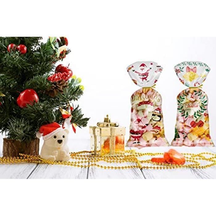 100pcs Sachets En Plastique Noël Pour Bonbons & Biscuits, Sacs De