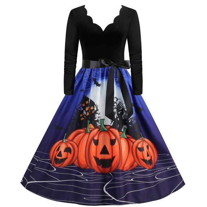 Robe Citrouille Femme 2023 Robe r tro m di vale Femme avec Manches