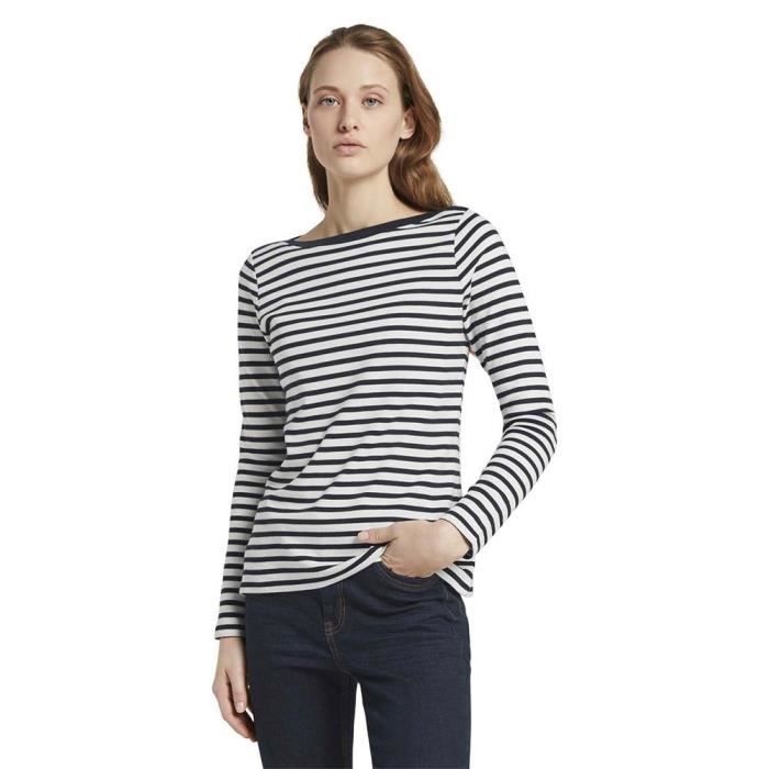 TOM TAILOR T-Shirt à Manches Longues Femme - Coupe Confortable Et Style Décontracté