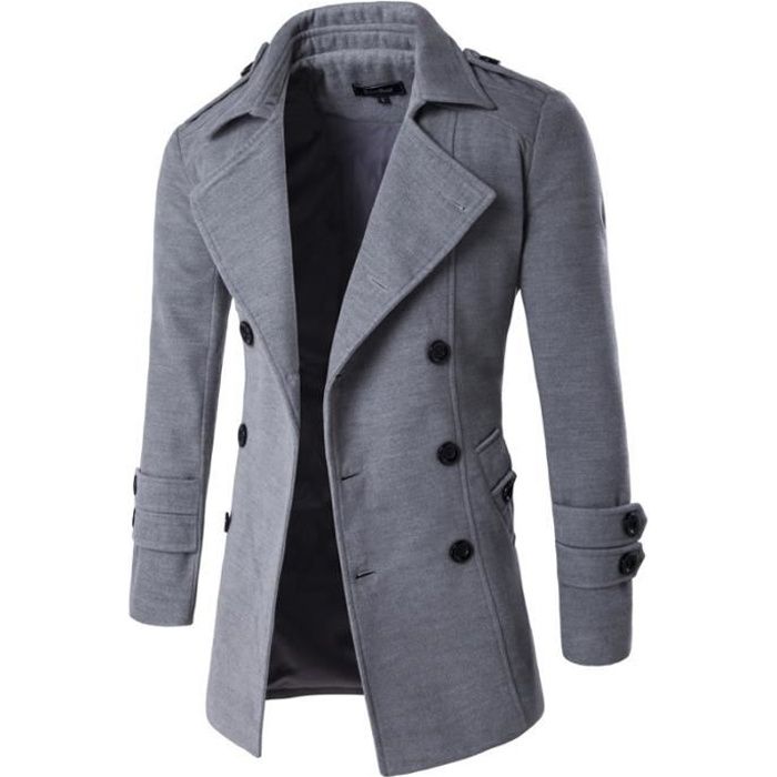 Manteau Homme Pardessus Veste Mi-long Caban Chaud Automne-Hiver