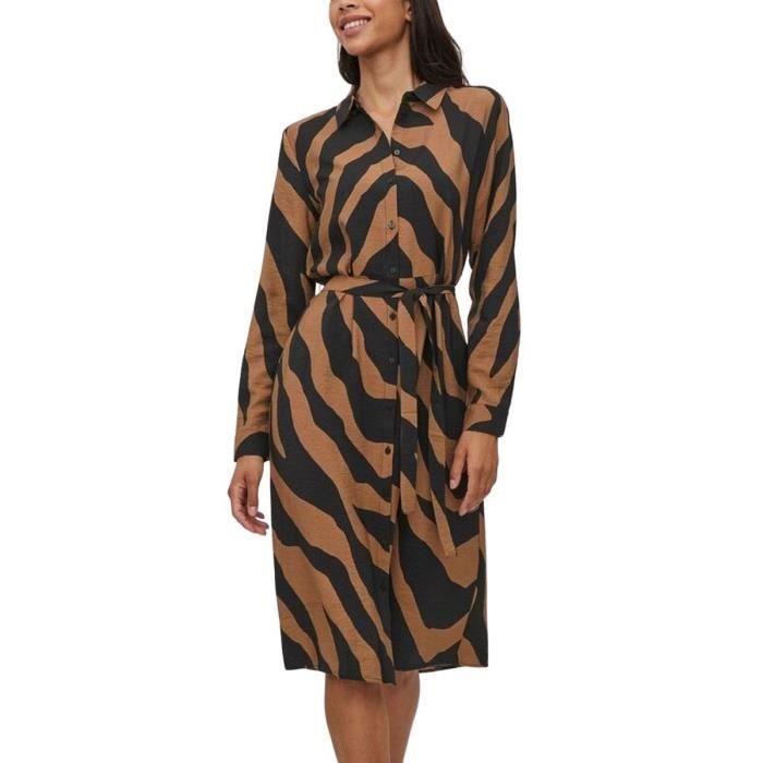 Robe Zara Ceinturée - Imprimé Zèbre - Manches Longues - Taille M - Neuve Avec étiquette