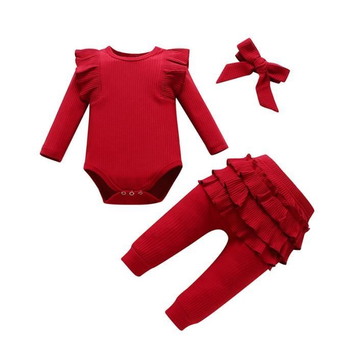 Ensemble de vêtements pièces pour bébé fille à volants en