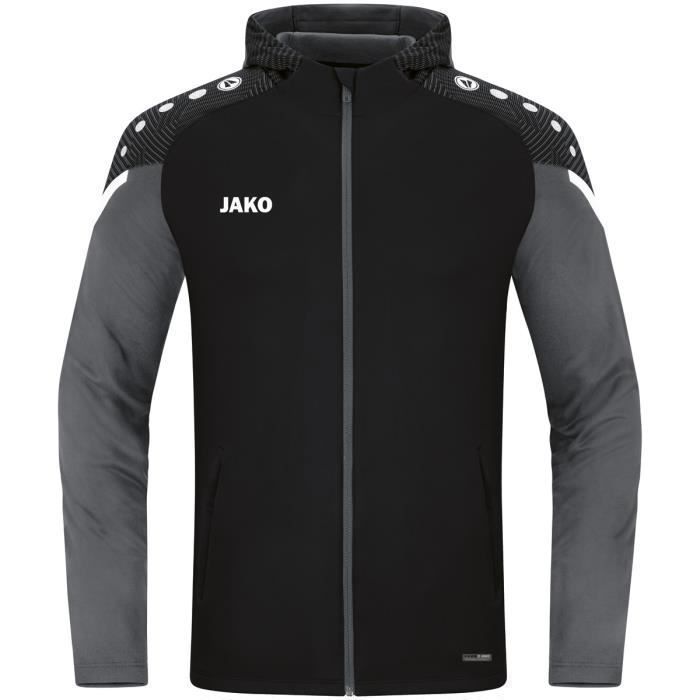 JAKO Veste de survêtement enfant Performance à capuche Noir/Anthracite - 13/14 ans