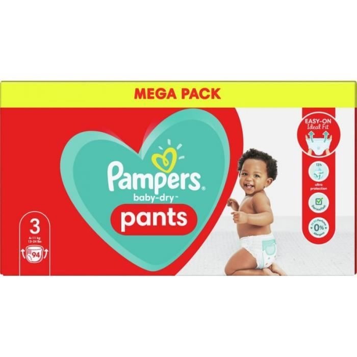 Couches-culotte - Pampers - Baby Dry - Taille 3 - 94 culottes