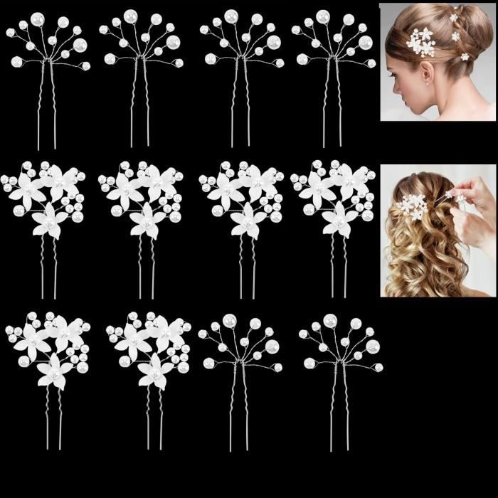 Épingles à Cheveux Mariage Strass Et Perles - Lot De 3 - Pour Mariée, Demoiselle D'honneur Ou Fête