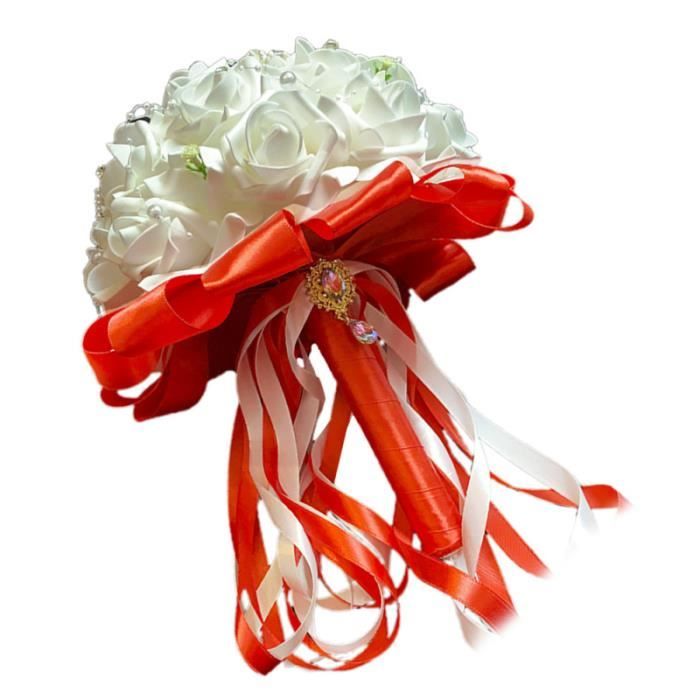 Délicate poignée rouge bouquet de Rose blanche perle de mariée tenant des  fleurs FLEUR-PLANTE ARTIFICIELLE - FLEUR SECHEE - Cdiscount Maison