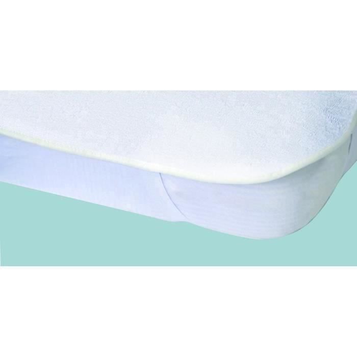 Protège-matelas Alèse imperméable Elasretane éponge bouclette 100% coton  140x190 cm blanc - Cdiscount Maison
