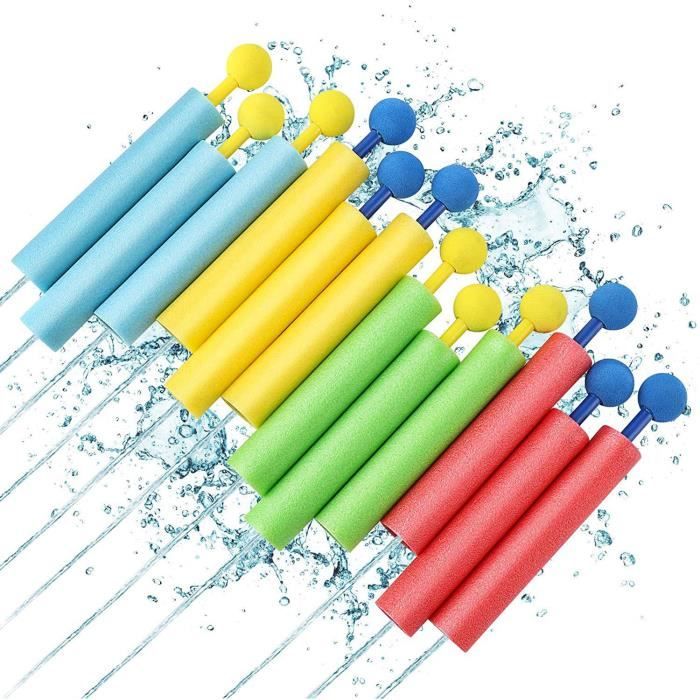 Jiosdo Lot de 4 pistolets à eau en mousse - Pistolet à eau coloré avec
