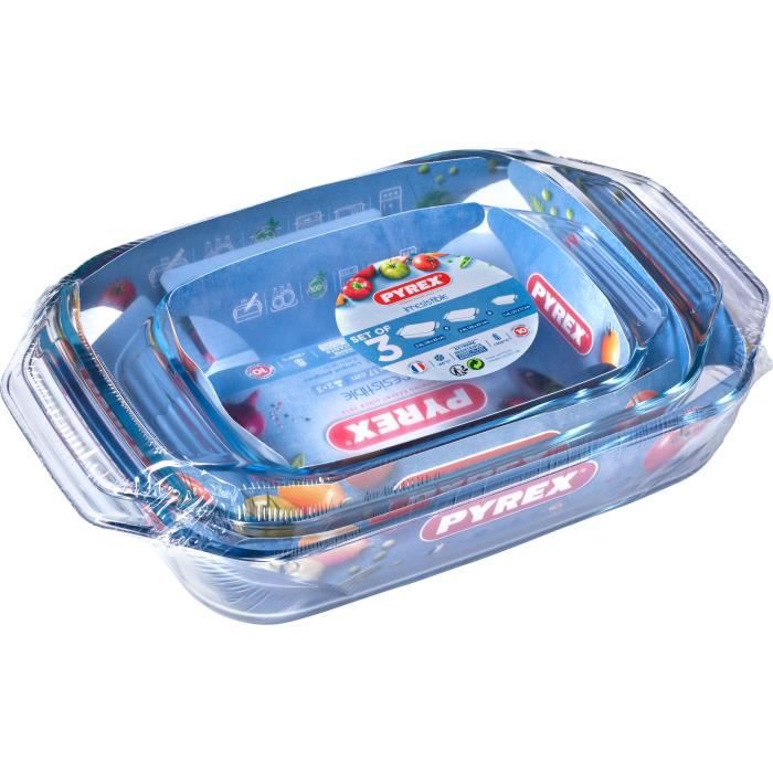 PYREX - Lot de 3 plats à four rectangulaires Irresistible 28x17 cm + 35x23  cm + 39x25 cm - Cdiscount Maison