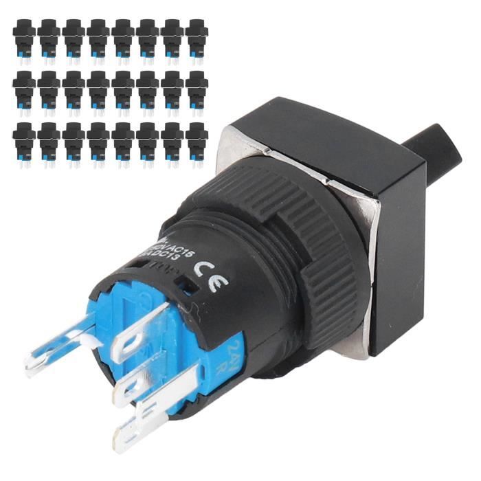 Qiilu interrupteur rotatif à verrouillage automatique 25 pièces 16mm