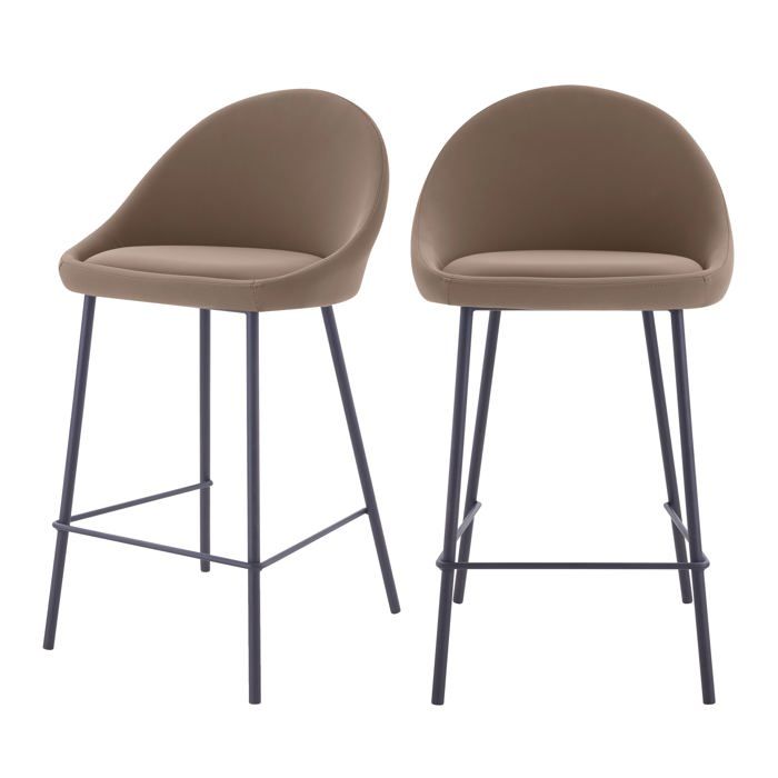 Lot de 2 chaises pour îlot central 65 cm en PU marron - Misty - Maison Pavane