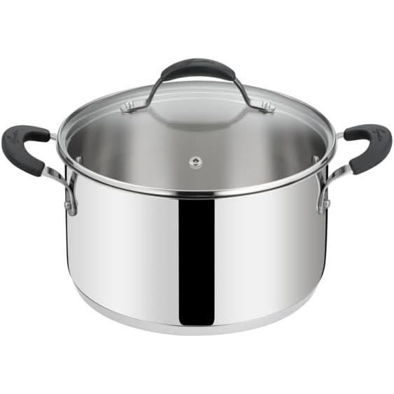 Tempra Acier Casserole Fonda Et Couvercle, Casserole Ø 18 Cm En Acier Inoxydable 1810