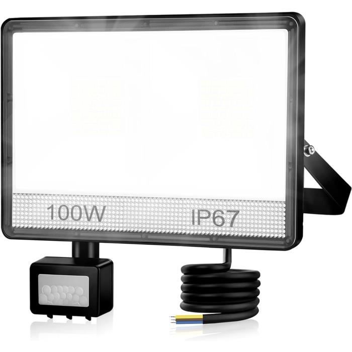 Projecteur LED Extérieur 100W Avec Détecteur De Mouvement - 10000LM IP67 Étanche Blanc Froid