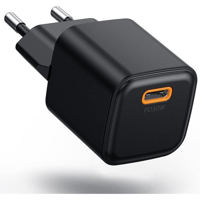 Choetech Chargeur USB-C 30W GaN - Prise Rapide PD Et QC - Petit Format - Blanc - Pour Téléphone, Tablette, MacBook Air