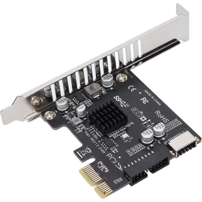 Carte PCI-E Vers 2 Ports USB-C - Adaptateur USB 3.0 5Gbps Avec Alimentation SATA - Pour PC Windows/Mac