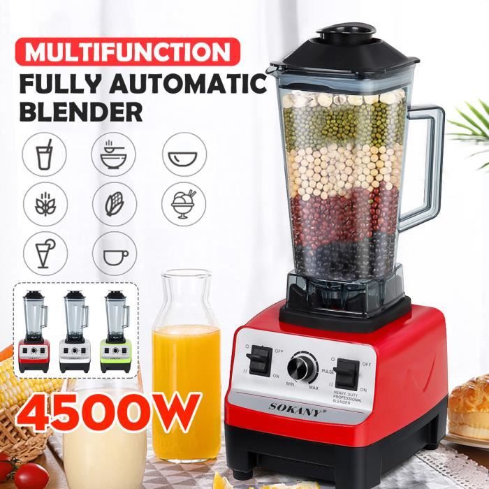 SOKANY Blender 2L 4500W Multifonction Classique Mixeur Haute Vitesse 7