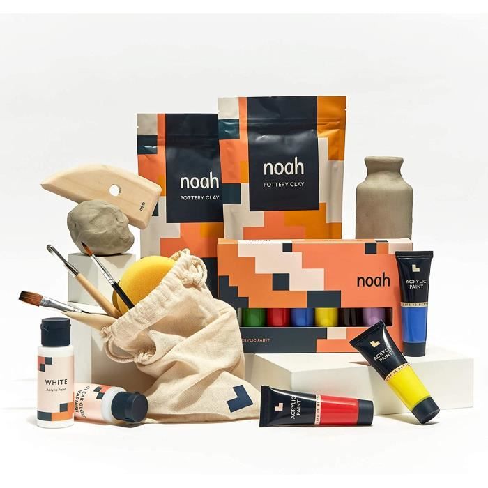 Noah Kit de poterie adulte pour débutant – Inclut argile autodurcissante,  peintures acryliques et pinceaux (Argile Blanche-Peint11 - Cdiscount Jeux -  Jouets
