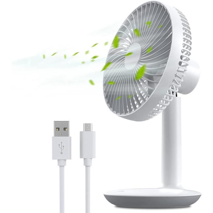 Ventilateur De Bureau USB Rechargeable 4000mAh - Inclinaison 180°, Télécommande, écran, Silencieux, Portable - 12