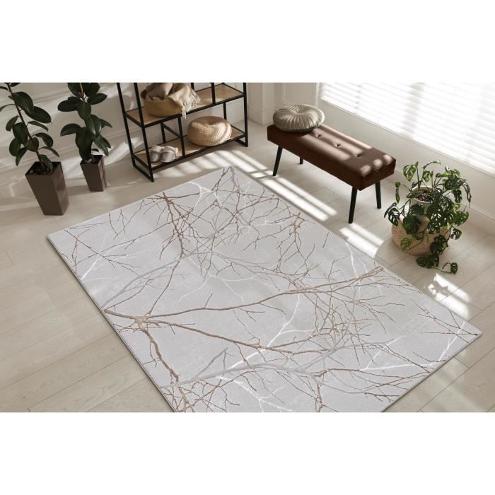 Tapis Moderne - THE CARPET - Mila - Blitz Effekt - 140 x 200 cm - Blanc