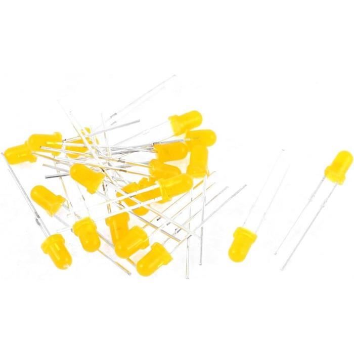 Lot De 20 3 Mm Tête Ultra Lumineux Lumière Jaune Ampoule Lampe Led