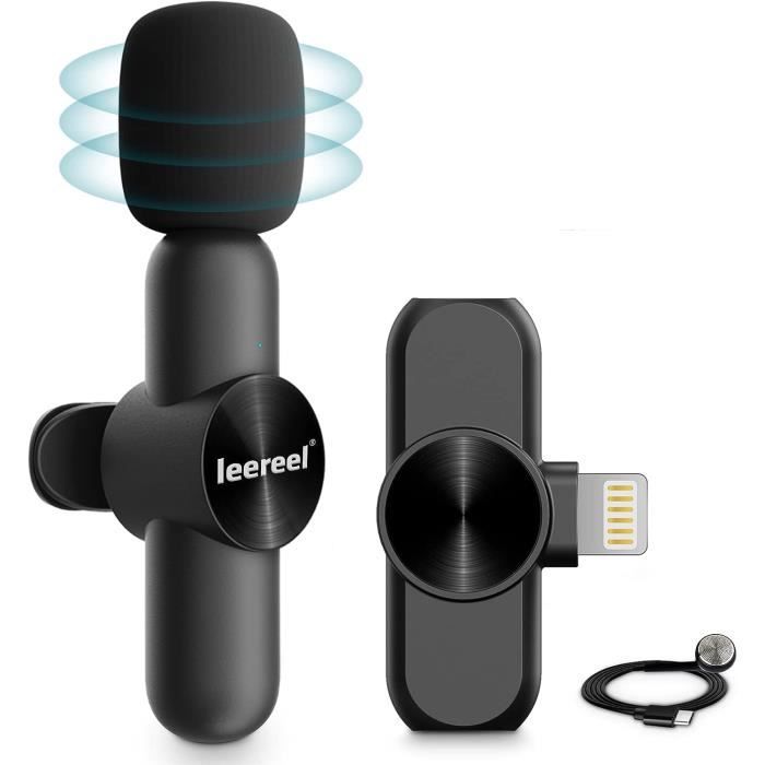 Micro Cravate Sans Fil Pour IPhone/iPad/iOS,Plug & Play, 2PCS Mini Micro Sans Fil Avec Suppression Du Bruit Muet Wireless Lavalier Microphone Pour Youtube Tiktok Vlog Facebook Interview 2 En 1 Ios