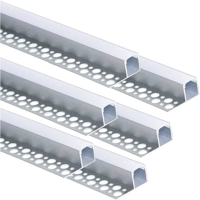 Profilé En Aluminium Pour Bandes LED - 2 Mètres, Noir Avec Cache Laiteux, Largeur Intérieure 12,4 Mm, Idéal Pour éclairage Indirect - 8