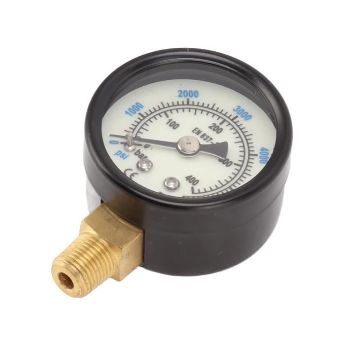 Manomètre Double Échelle 0-160 PSI / 0-11 Bar - 1/8" NPT, Pour Air, Huile, Eau - Cadran 4 Cm - 2