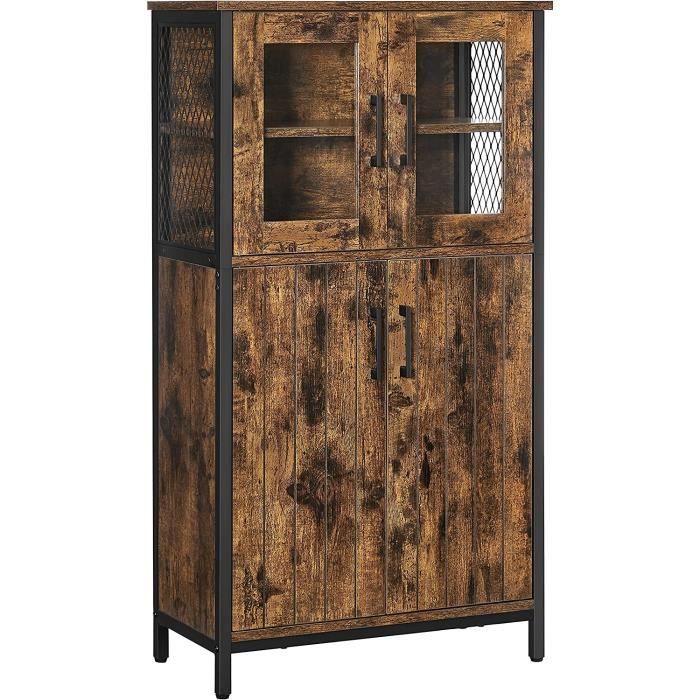 VASAGLE Buffet Meuble de Rangement 60 x 30 x 108 cm Cadre en Acier Style Industriel Marron Rustique et Noir VASAGLE Buffet Meuble de Rangement 60 x 30 x 108 cm Cadre en Acier Style Industriel Marron Rustique et Noir