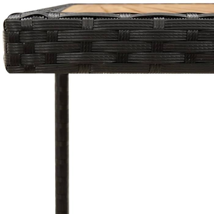 Table de jardin - VIDAXL - Noir - 109x107x74 cm - Résine tressée - Bois massif
