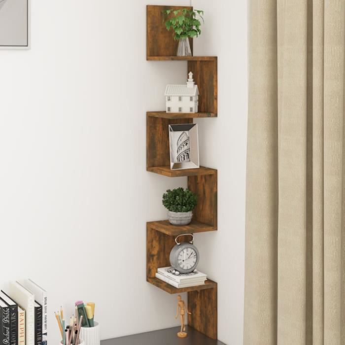 vidaXL Étagère dangle murale Chêne fumé 20x20x1275cm Bois ingénierie 815210