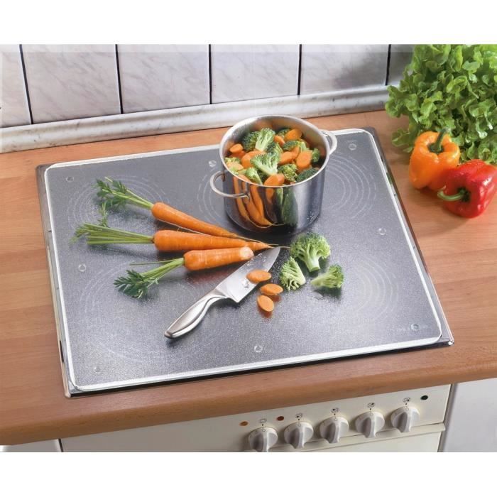 Grande planche à découper Grande planche à découper SemUp Verre trempé Découpe murale de cuisine 60 x 52 cm Panneau de protection en céramique pour plaque à induction électrique 