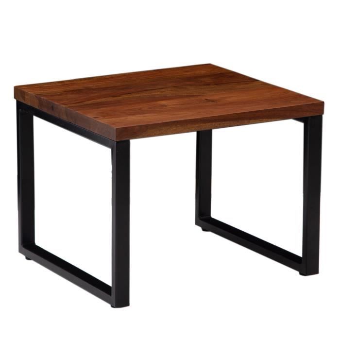 wohnling table basse carrée bois massif 60x60x45cm petite table de salon moderne
