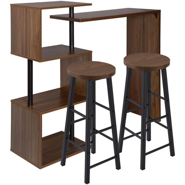 2 X tabourets de Bar en MDF et m/étal,Ensemble de Meuble Industriel de Salle /à Manger 120x40x100cm Or+Blanc BT17gdws+BH130gdws-2 WOLTU 1 X Table de Bar