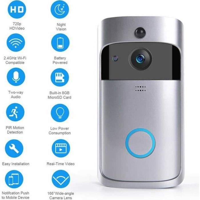 UlisemSonnette Vidéo Intelligente Sans Fil WiFi, Interphone De Porte Camera De Securite 88472903