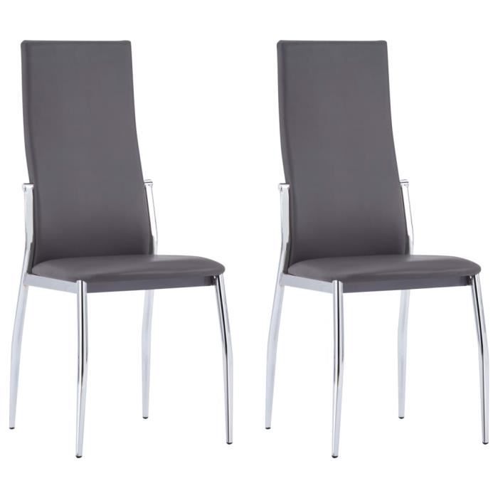 chaises de salle à manger chaises de bureau 2 pcs gris similicuir