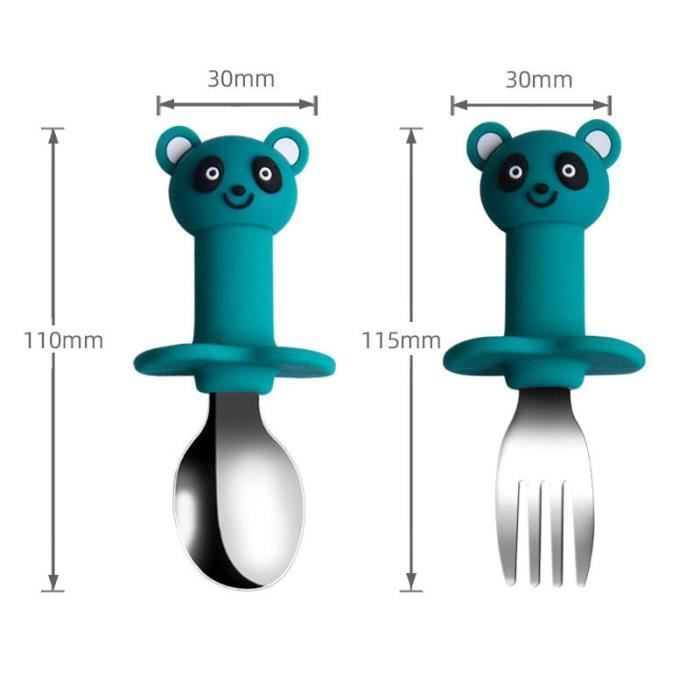 15Pcs Couverts Enfant INOX 5 X Fourchette 5 X Cuillère 5 X Couteau