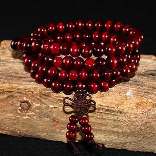 Epoch World 8mm-108 Bracelet Perles en Bois de Santal Naturel Collier/Bracelet Chaîne Chapelet Perles Tibétain Bouddhiste Bouddha Mala Élastique pierres bracelet Homme Femme