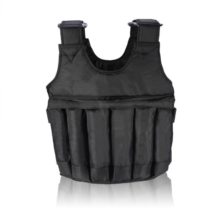Gilet Lesté Réglable 50 Kg - Gilet Vide Oxford Avec 12 Sacs Pour Fitness, Musculation Et Entraînement