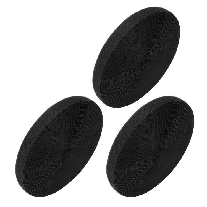Skratch autocollant crochet et boucle bande Velcros adhésif 25mm×1m Noir