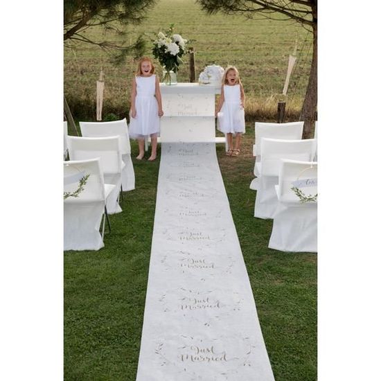 Tapis Mariage Just Married Blanc Et Or Metallise X 10 Metres