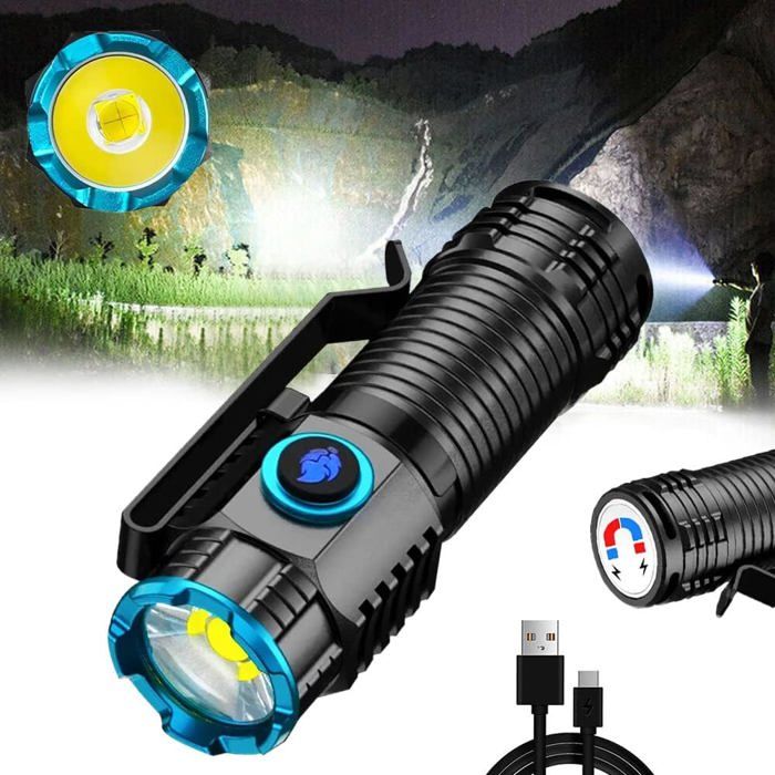 BUCASA Mini Lampe Torche LED Rechargeable, 2 Pièces Lampe Torche LED